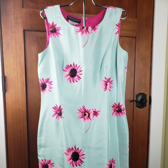 Palest Turquoise Silk Sheath Dress w/ Cardigan - Picture 5 of 11